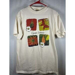 North‎ West Blue Garden Games Vintage Graphic T-Shirt Cream Nature Butterfly L